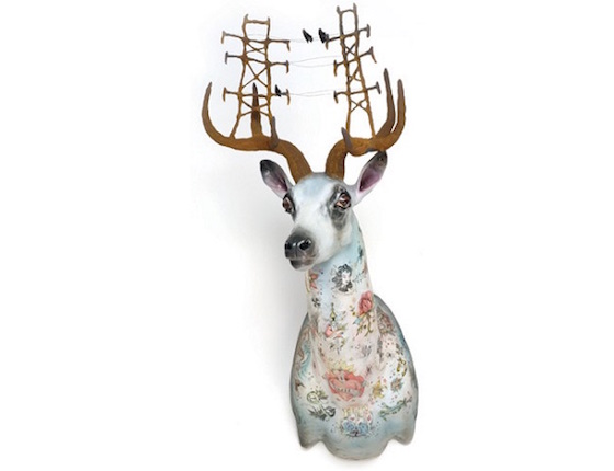 Elizabeth McGrath white deer sculpture