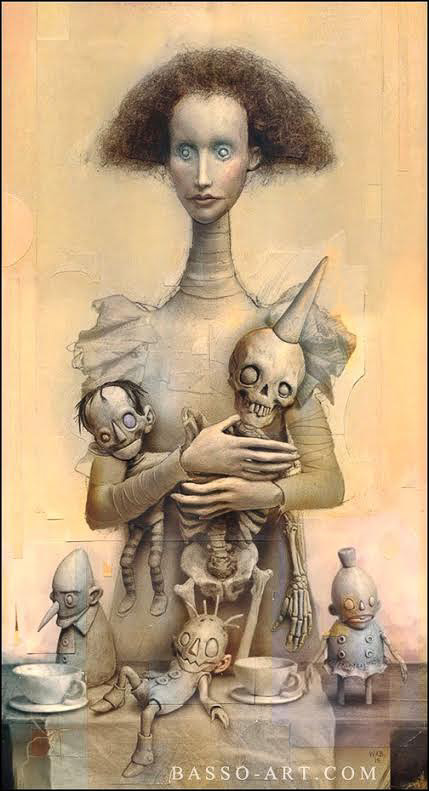 William Basso 'Woman with Dolls' art